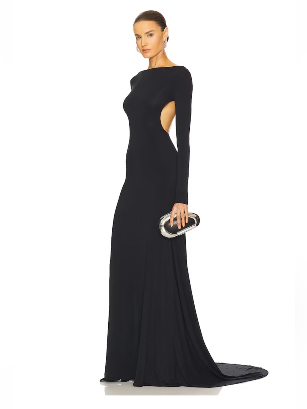 Helsa The Heidi Dress Black Long-Sleeve Maxi Evening gown with train Revolve XS - Picture 6 of 11